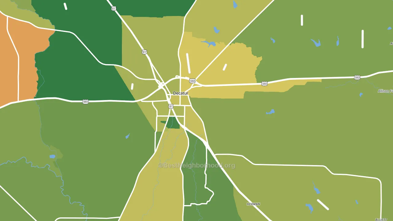 Decatur, TX block-group voter-turnout map