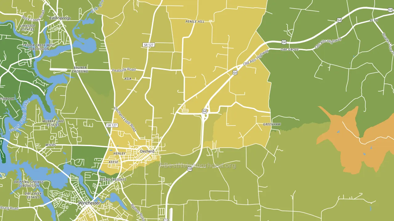 Decherd, TN block-group voter-turnout map