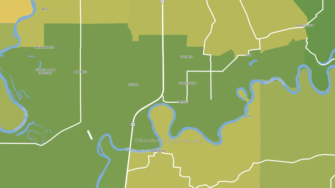Decker, IN block-group voter-turnout map