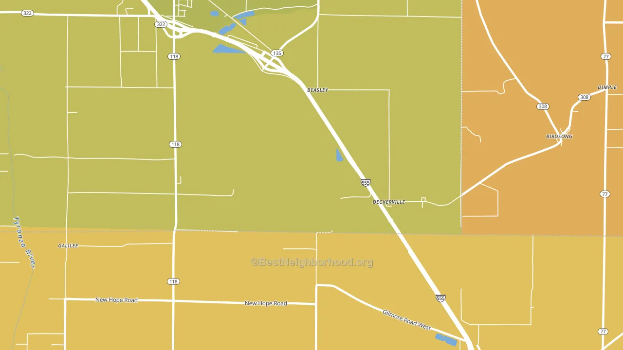 Deckerville, AR block-group voter-turnout map