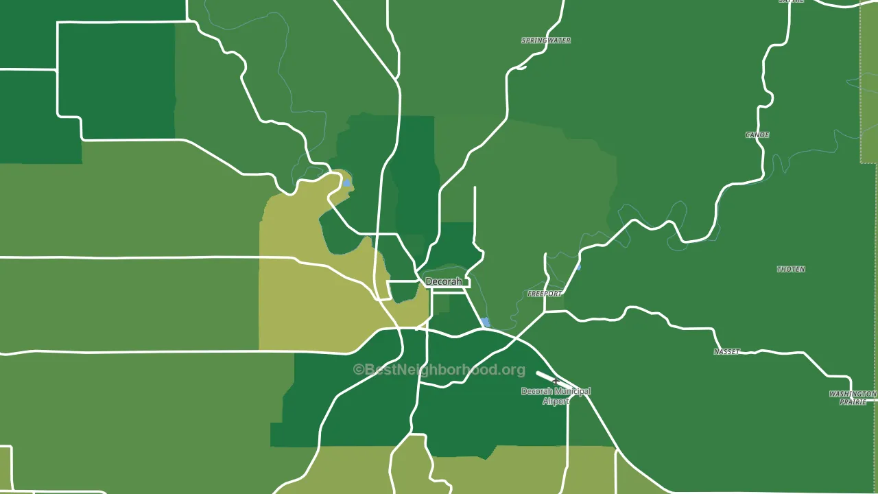 Decorah, IA block-group voter-turnout map