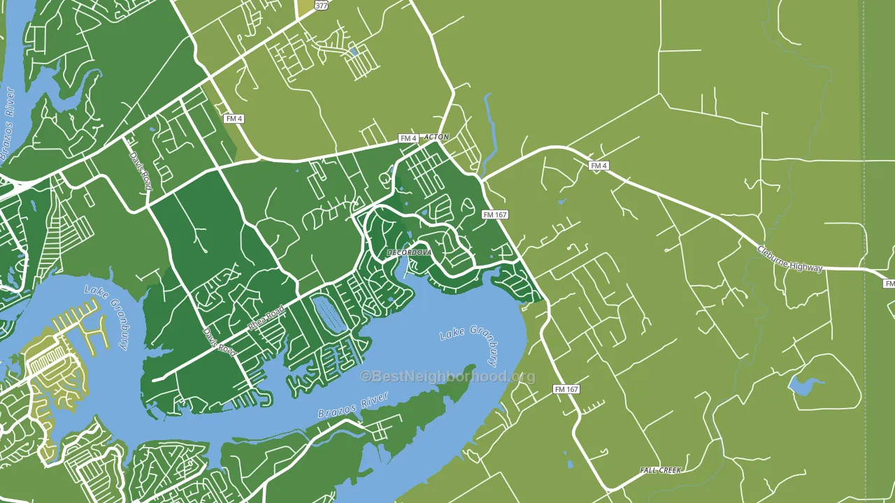 DeCordova, TX block-group voter-turnout map