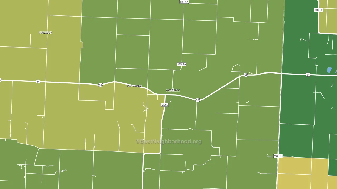 Dederick, MO block-group voter-turnout map