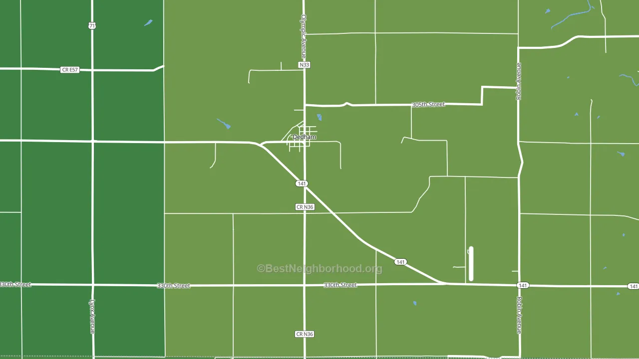 Dedham, IA block-group voter-turnout map