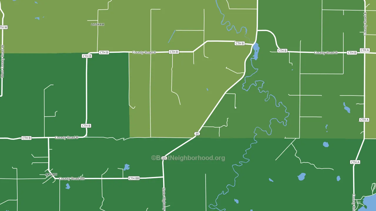 Dedham, WI block-group voter-turnout map