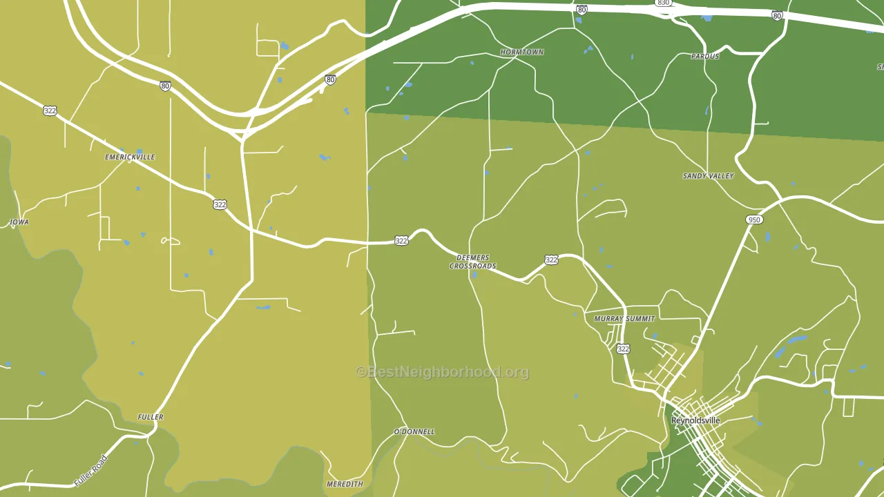 Deemers Cross Roads, PA block-group voter-turnout map