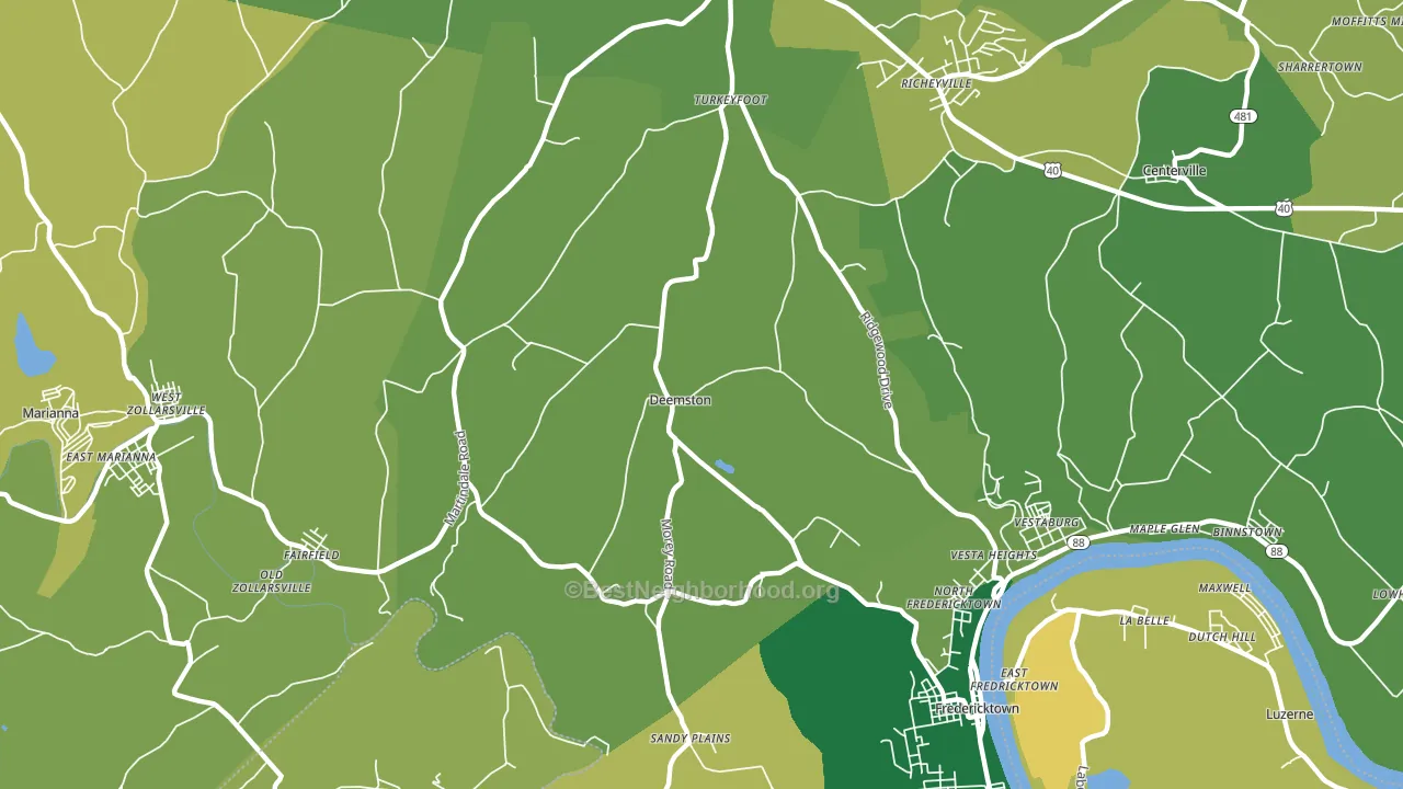 Deemston, PA block-group voter-turnout map