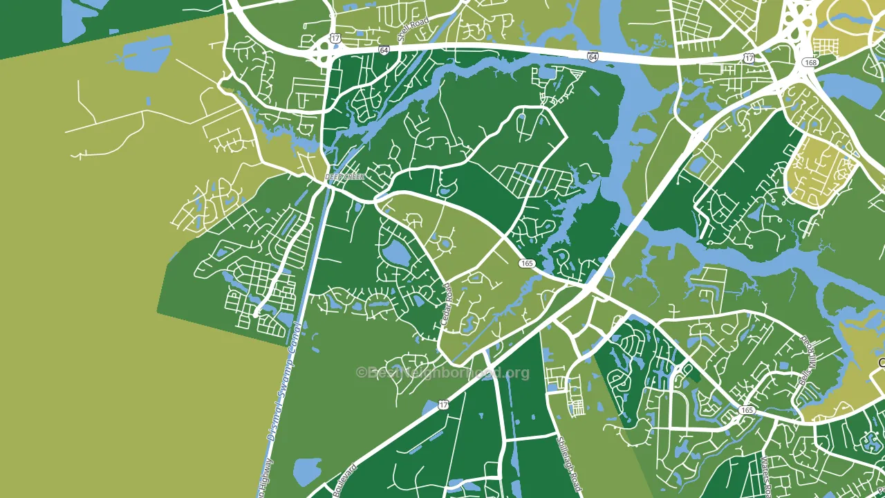 Deep Creek South, Chesapeake, VA block-group voter-turnout map