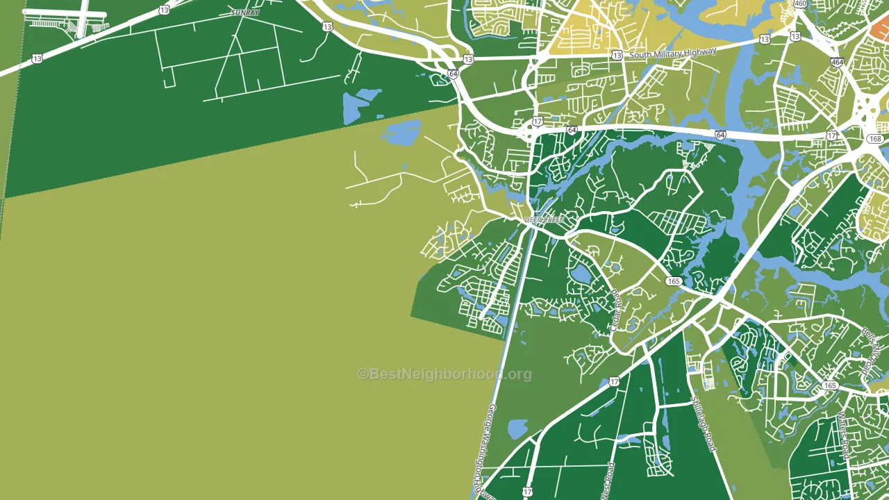 Deep Creek West, Chesapeake, VA block-group voter-turnout map