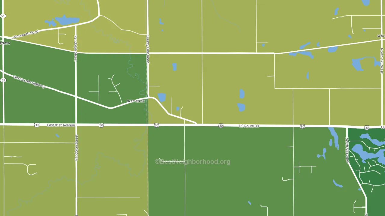 Deep River, IN block-group voter-turnout map