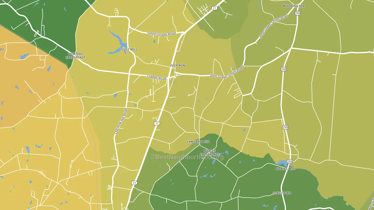 Deep Run, NC block-group voter-turnout map