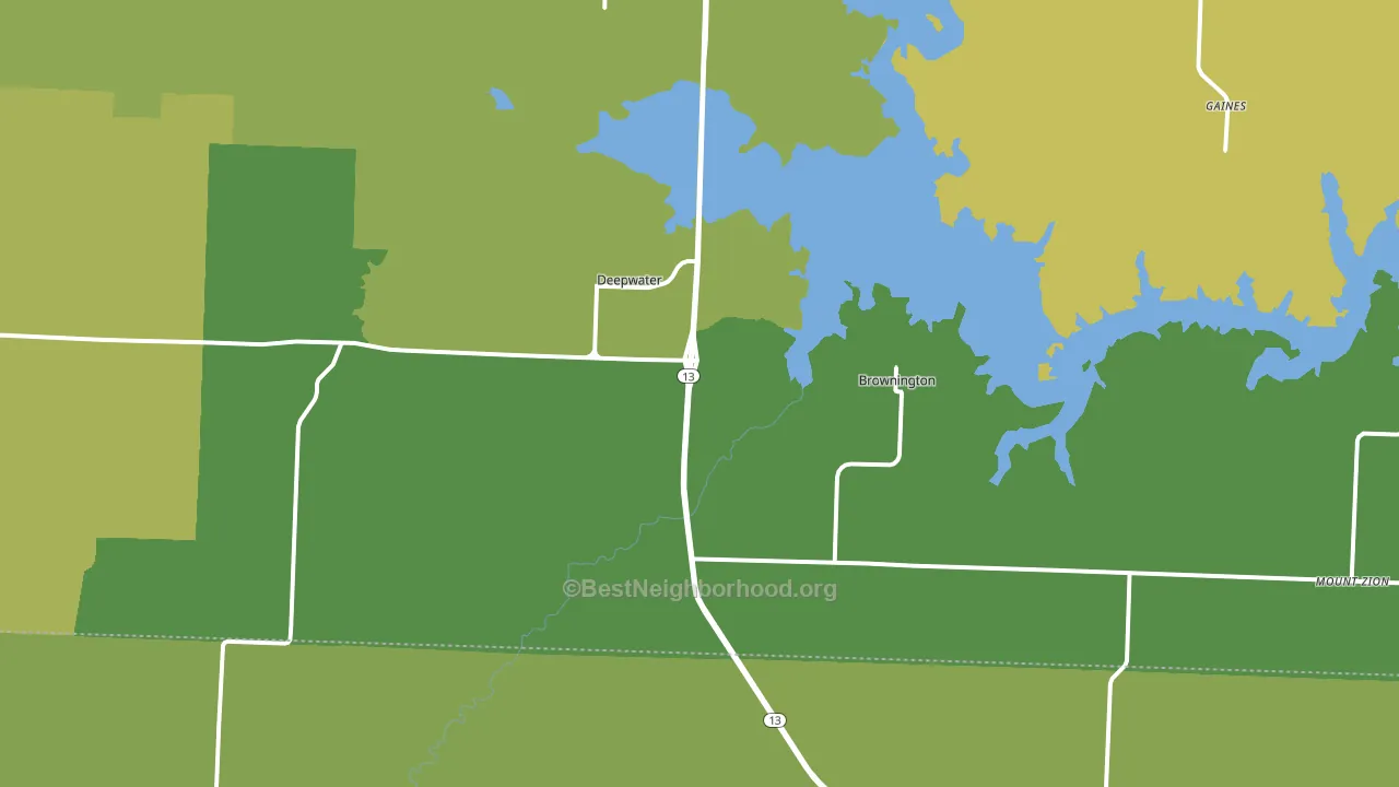 Deepwater, MO block-group voter-turnout map