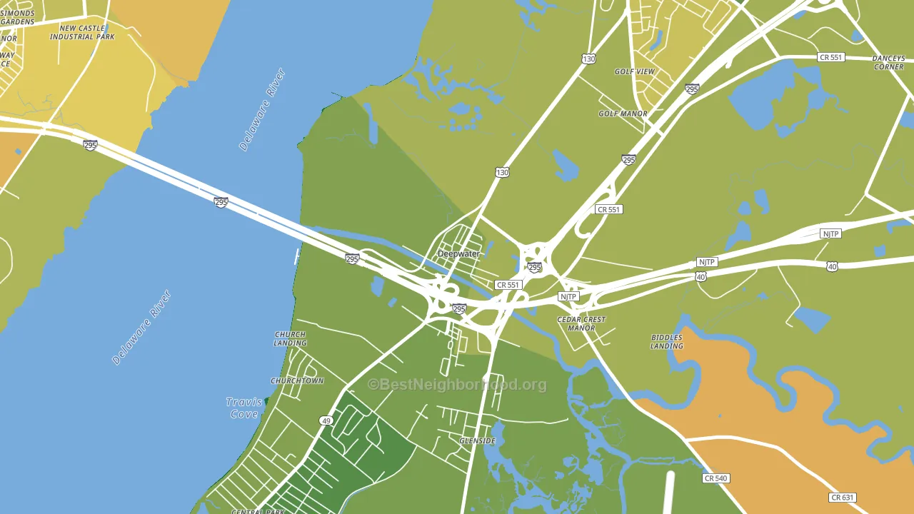 Deepwater, NJ block-group voter-turnout map