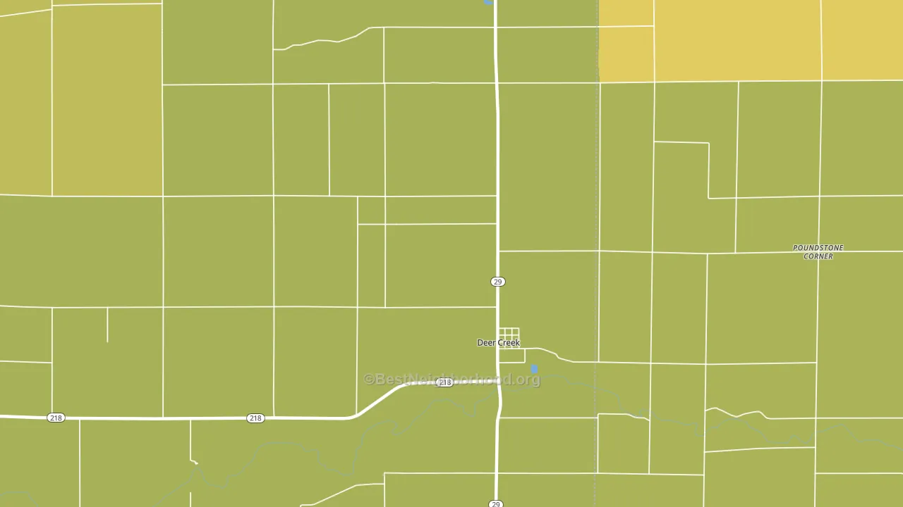Deer Creek, IN block-group voter-turnout map