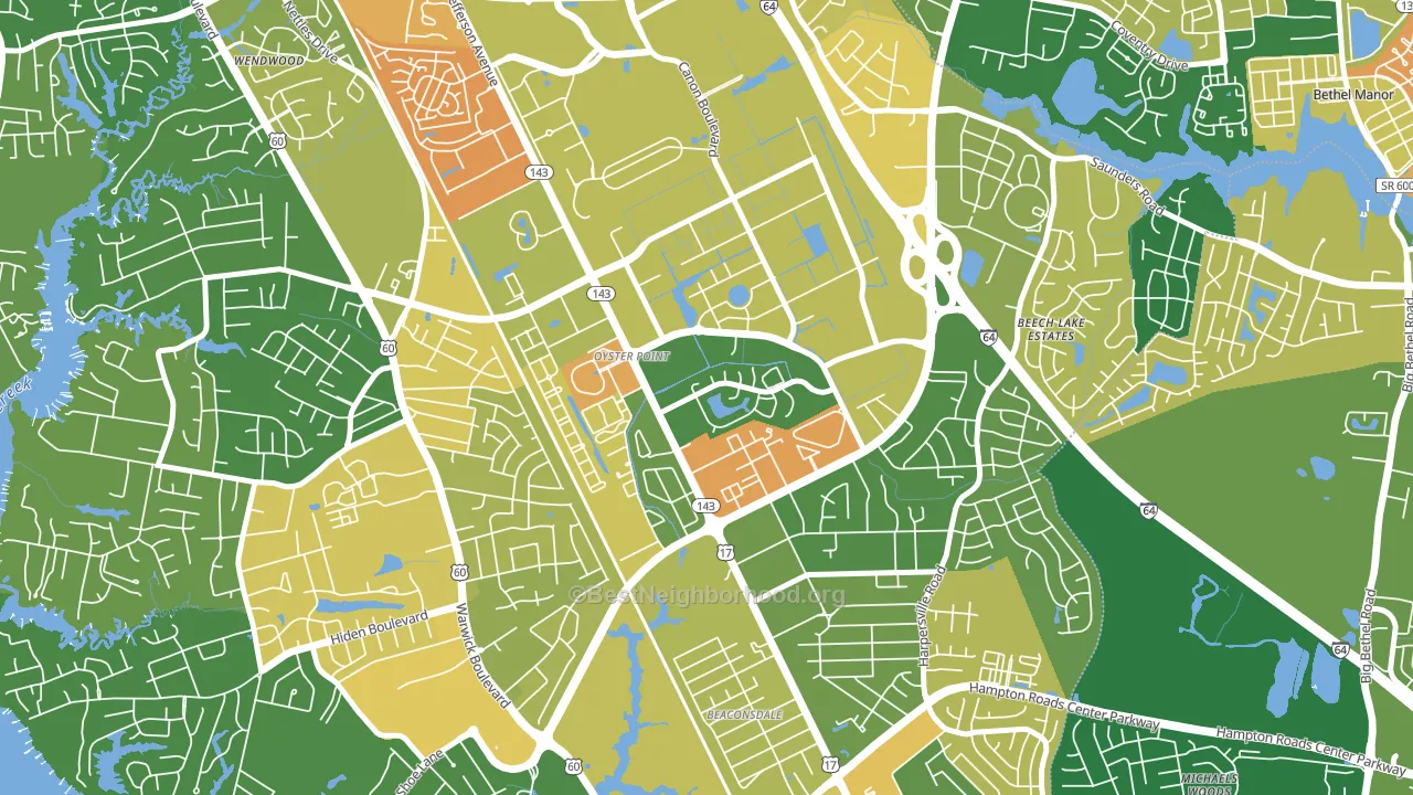 Deer Park, Newport News, VA block-group voter-turnout map