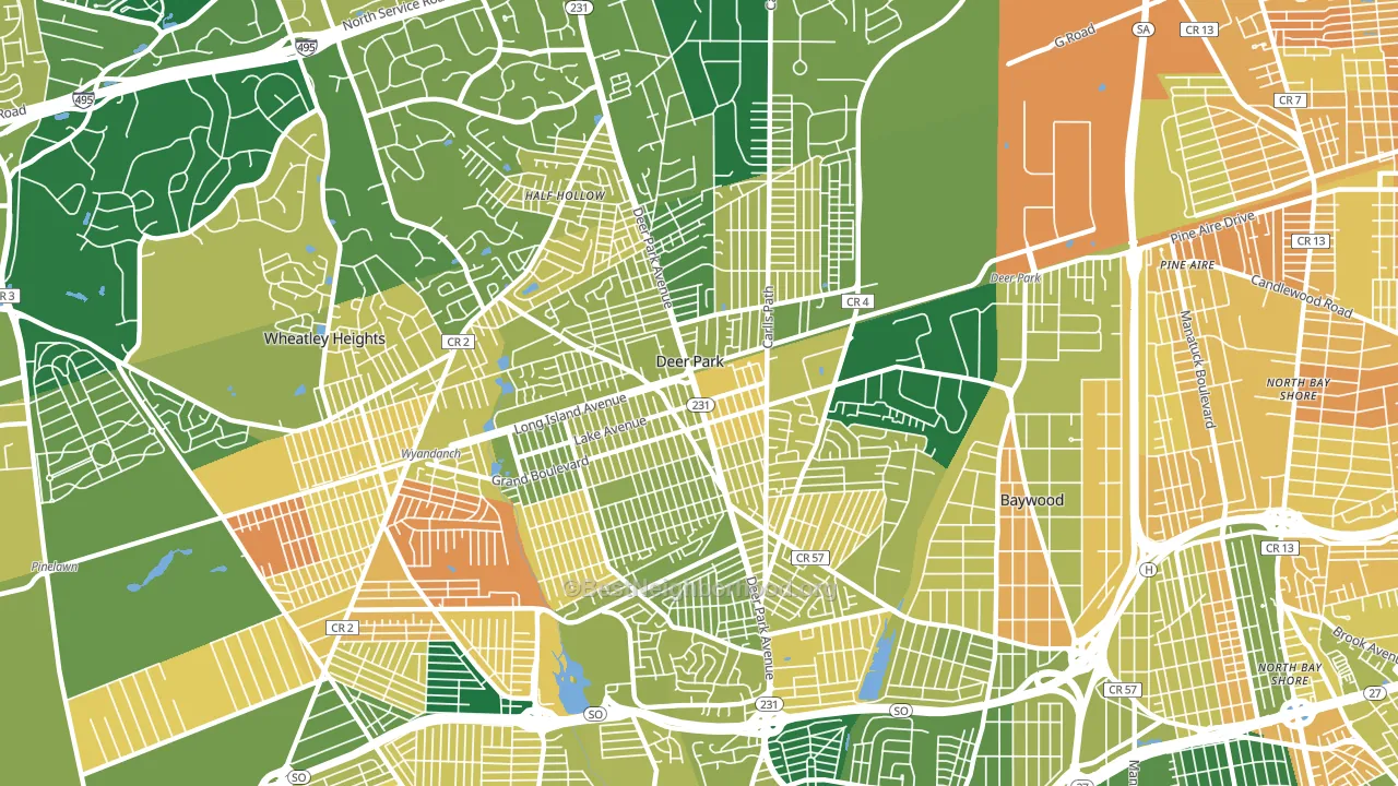 Deer Park, NY block-group voter-turnout map