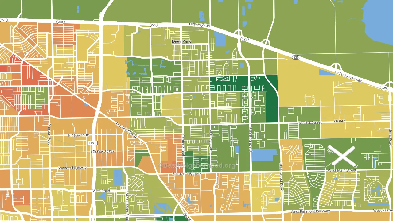Deer Park, TX block-group voter-turnout map