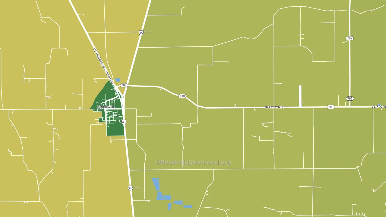 Deerbrook, MS block-group voter-turnout map