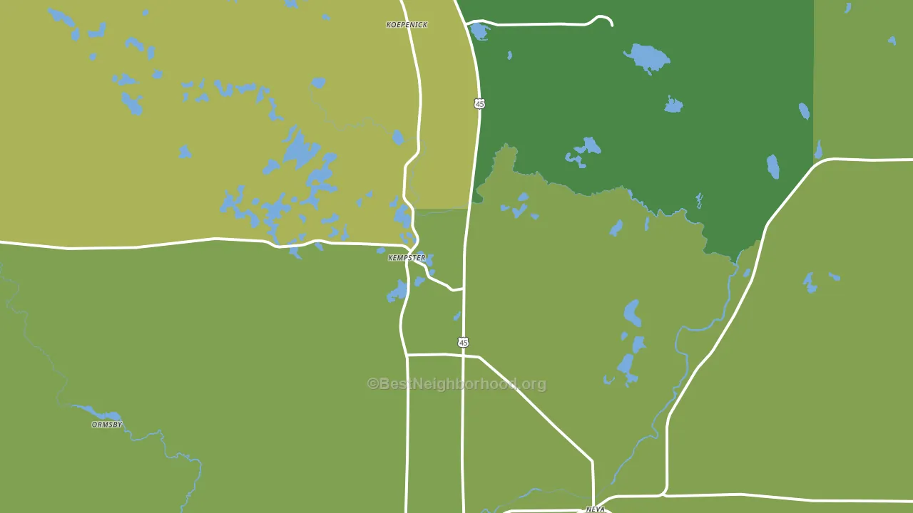 Deerbrook, WI block-group voter-turnout map