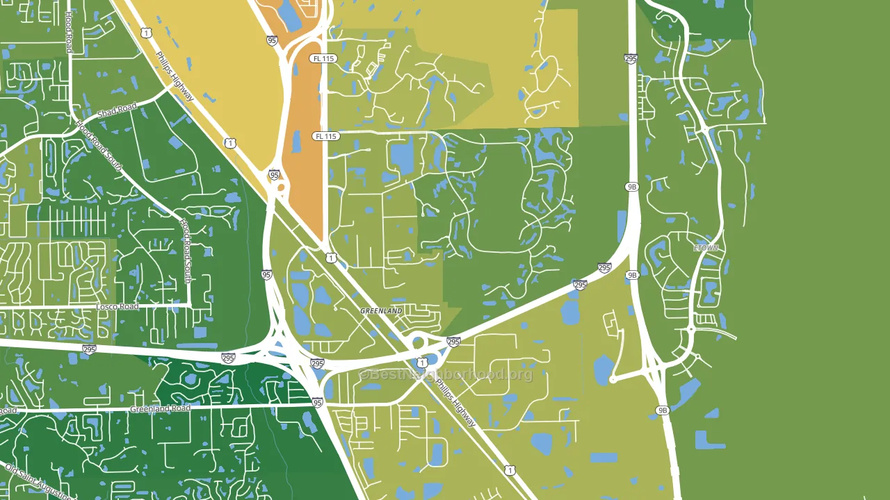 Deercreek, Jacksonville, FL block-group voter-turnout map
