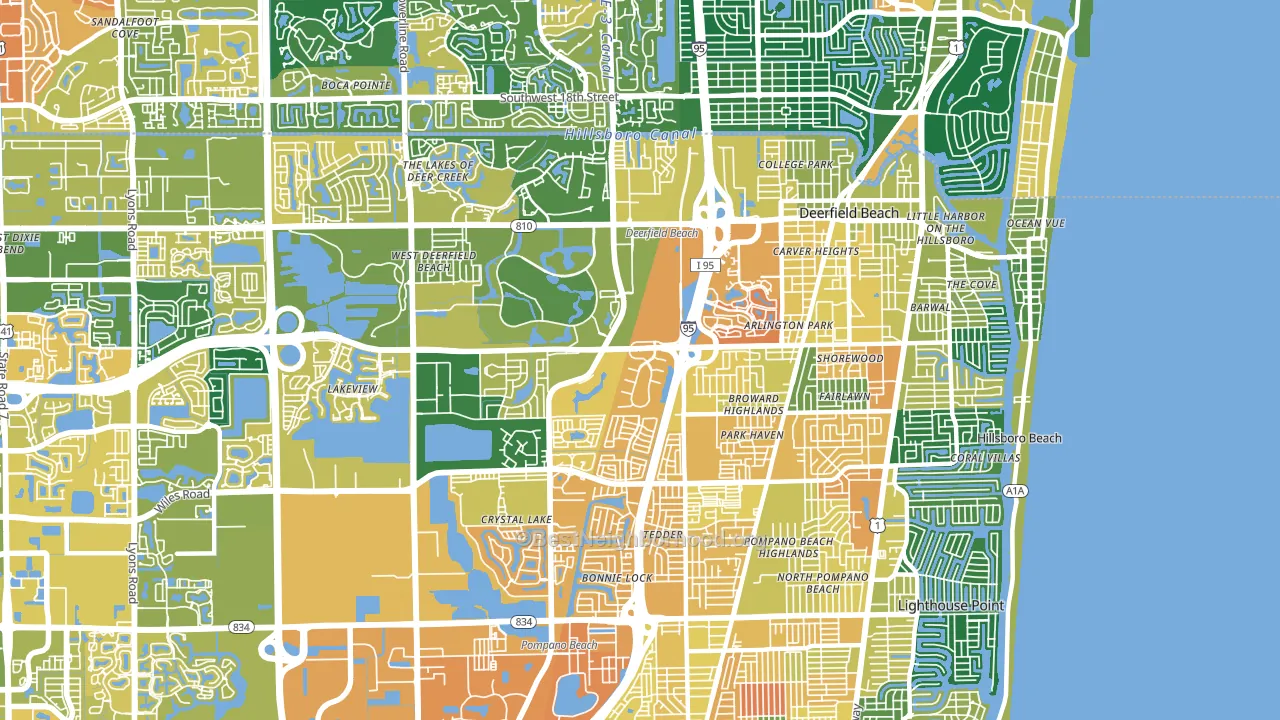 Deerfield Beach, FL block-group voter-turnout map