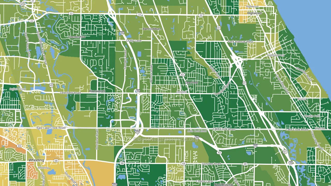 Deerfield, IL block-group voter-turnout map