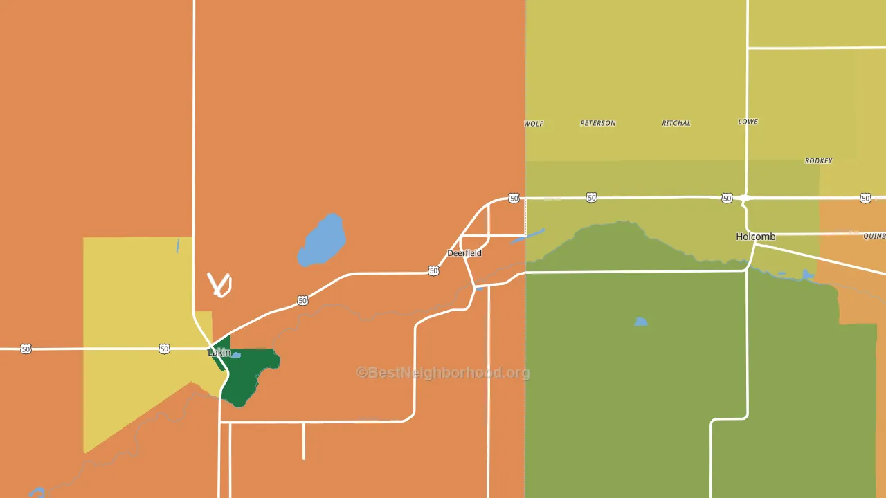 Deerfield, KS block-group voter-turnout map