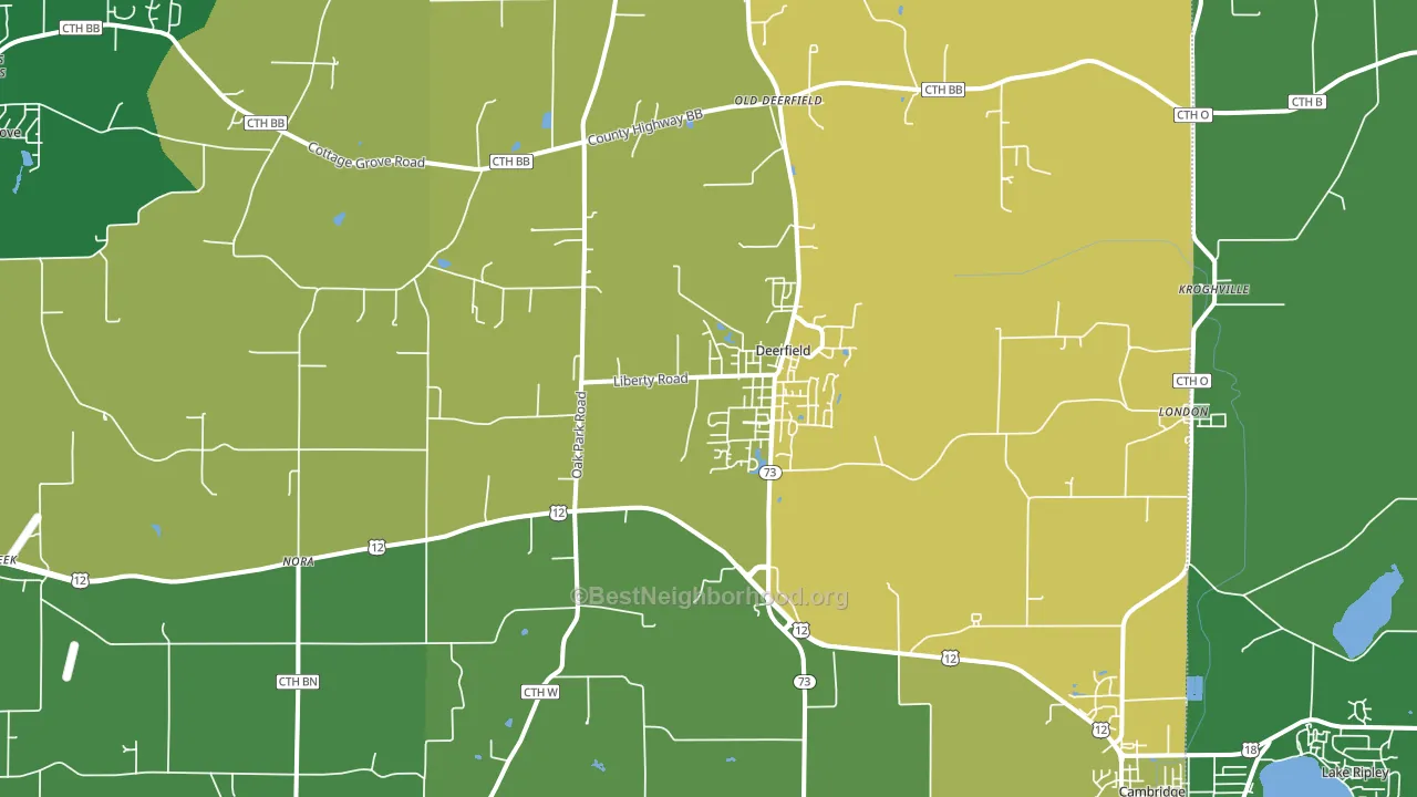 Deerfield, WI block-group voter-turnout map