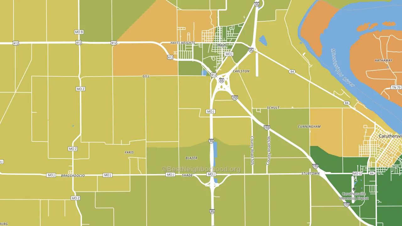 Deering, MO block-group voter-turnout map