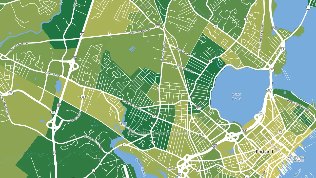 Deering, Portland, ME block-group voter-turnout map