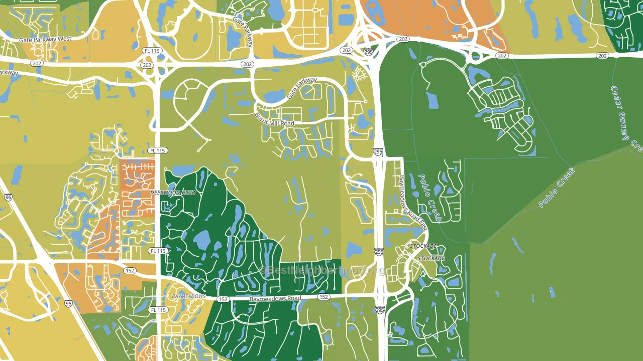 Deerwood, Jacksonville, FL block-group voter-turnout map
