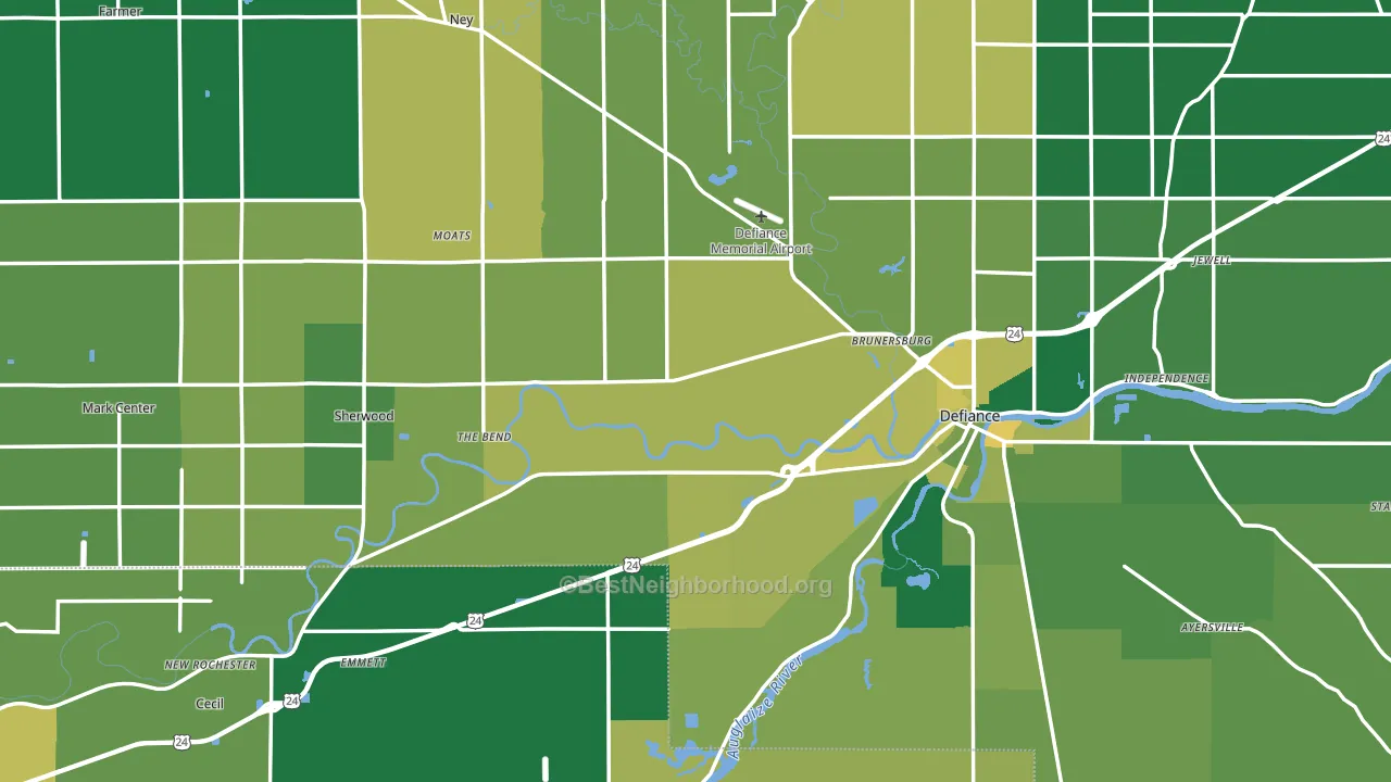 Defiance County, OH block-group voter-turnout map