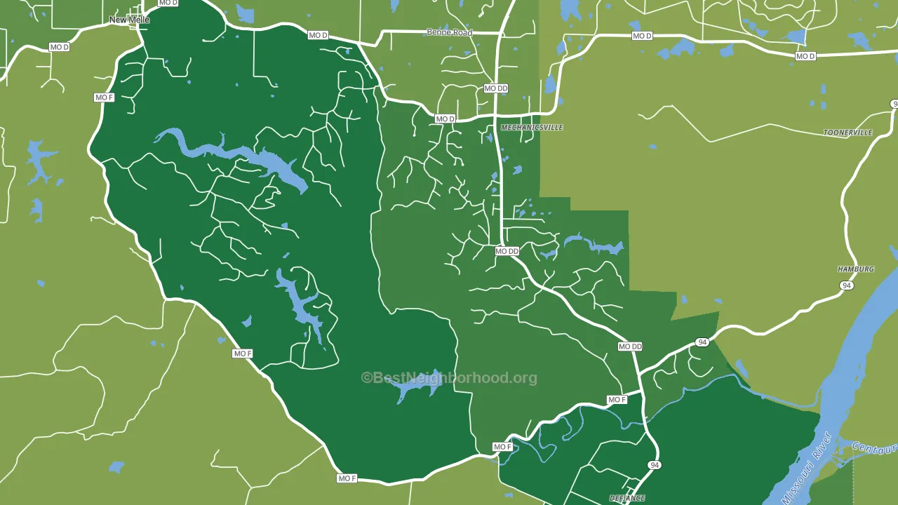 Defiance, MO block-group voter-turnout map