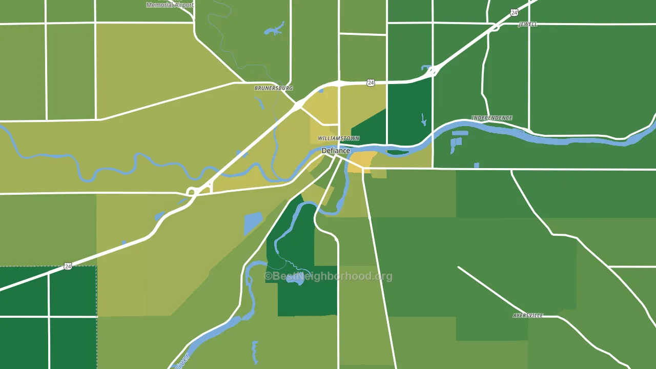Defiance, OH block-group voter-turnout map