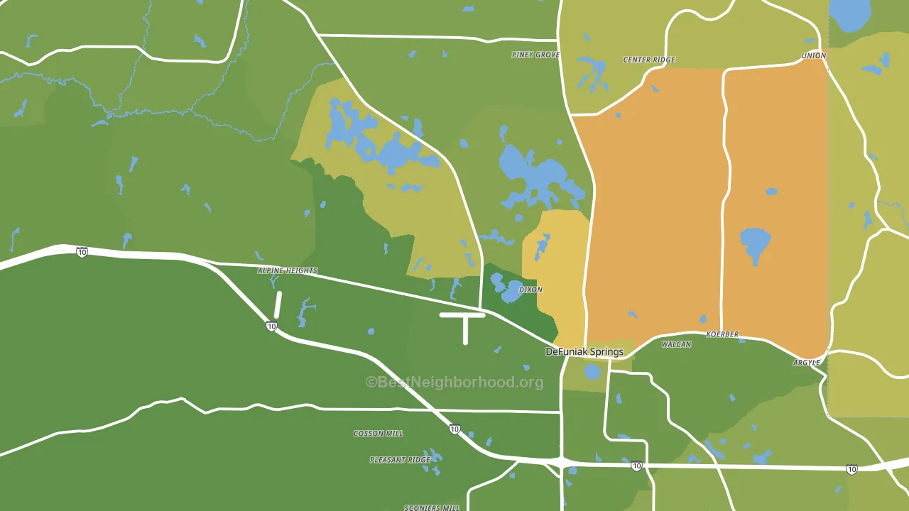 DeFuniak Springs, FL block-group voter-turnout map