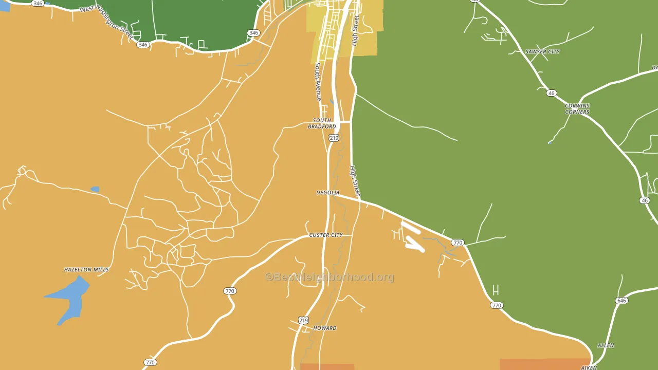 Degolia, PA block-group voter-turnout map