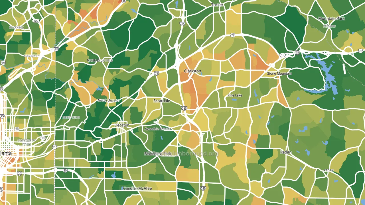 DeKalb County, GA block-group voter-turnout map