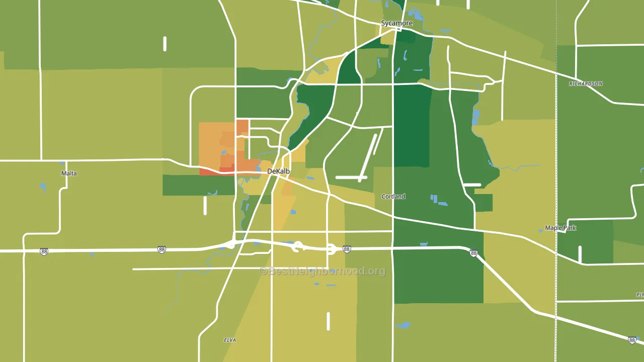 DeKalb County, IL block-group voter-turnout map