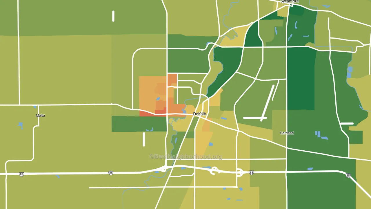 DeKalb, IL block-group voter-turnout map
