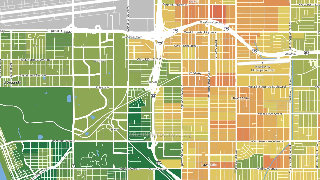 Del Aire, CA block-group voter-turnout map
