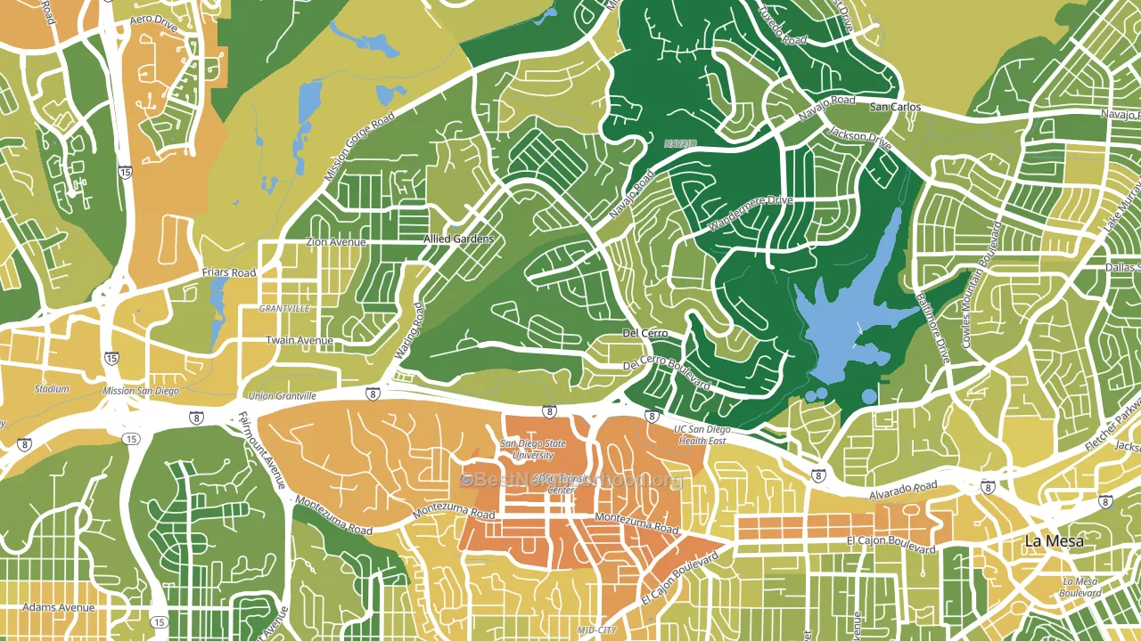 Del Cerro, San Diego, CA block-group voter-turnout map