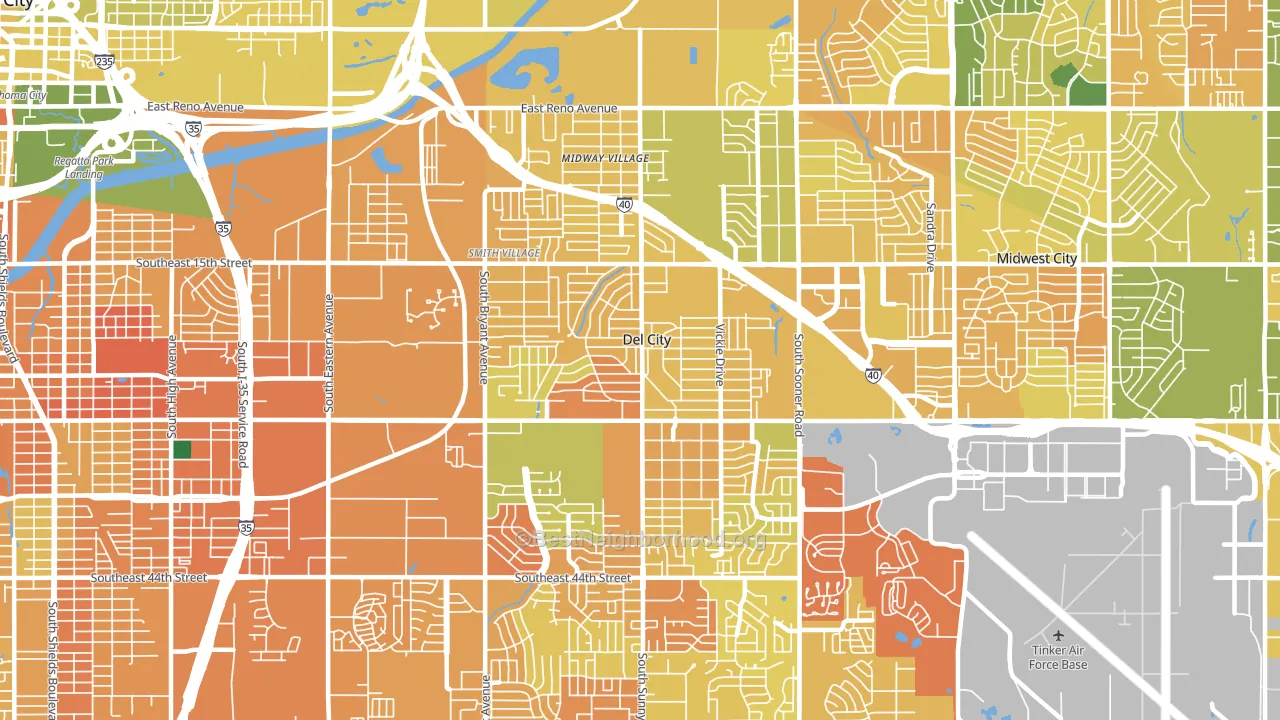 Del City, OK block-group voter-turnout map