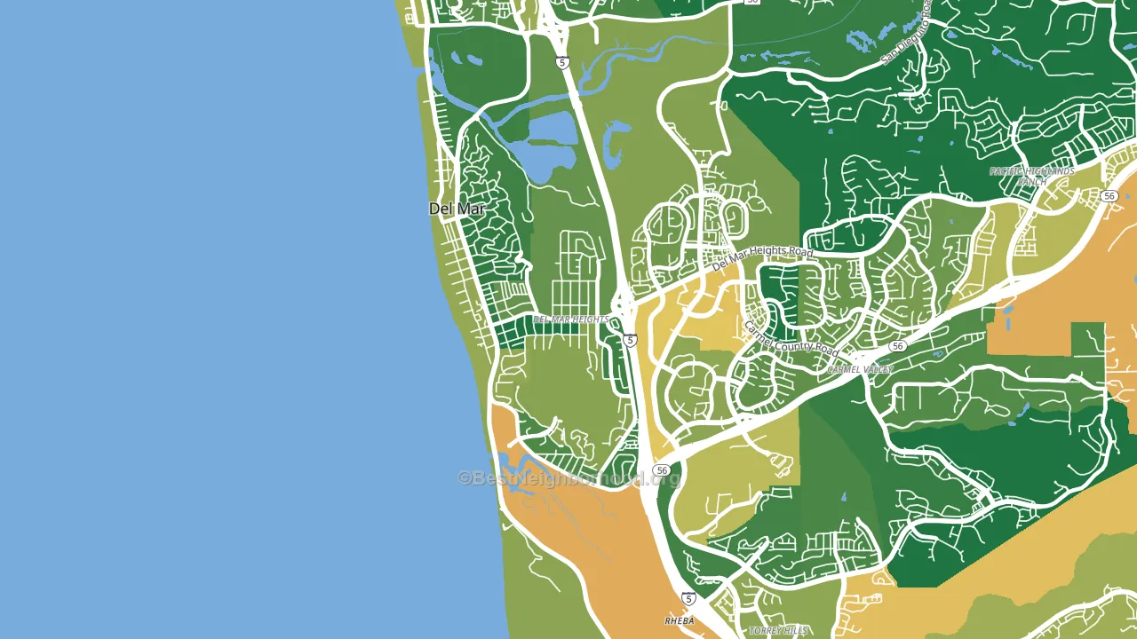 Del Mar Heights, Del Mar, CA block-group voter-turnout map