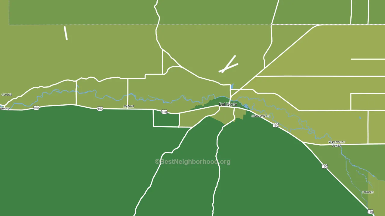 Del Norte, CO block-group voter-turnout map