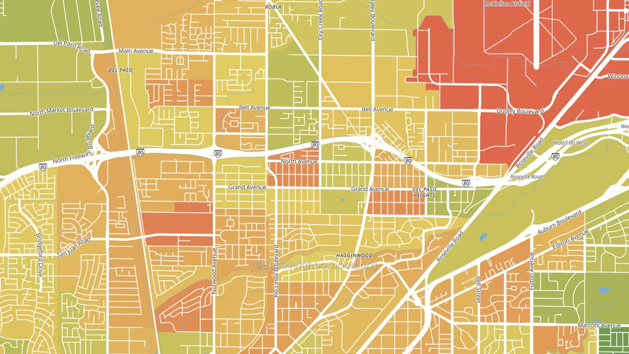 Del Paso Heights, Sacramento, CA block-group voter-turnout map
