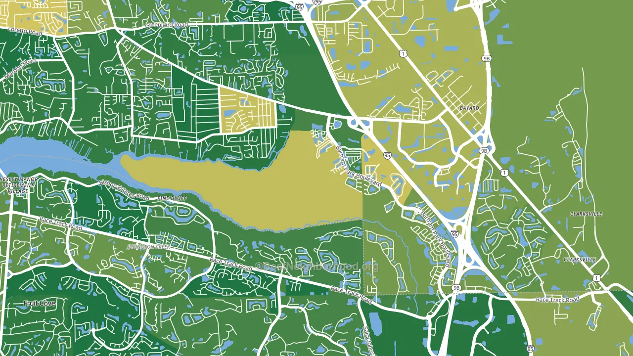 Del Rio, Jacksonville, FL block-group voter-turnout map