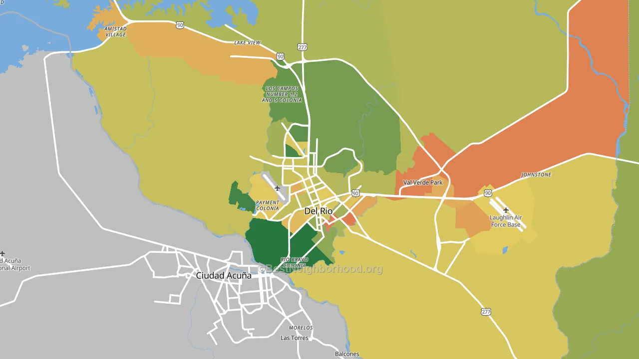 Del Rio, TX block-group voter-turnout map