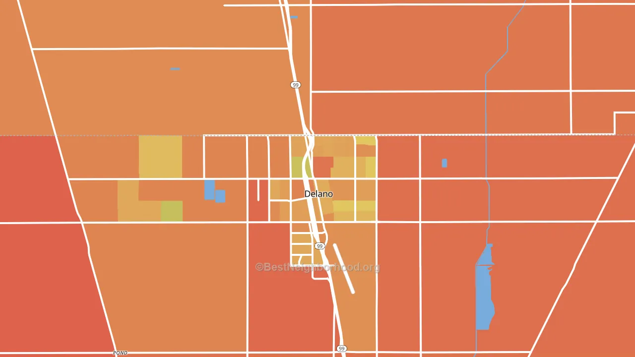 Delano, CA block-group voter-turnout map