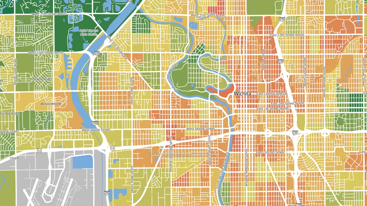 Delano, Wichita, KS block-group voter-turnout map