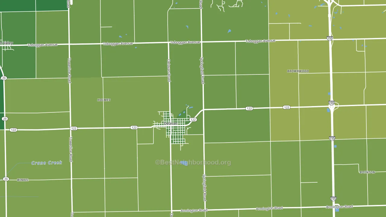 Delavan, IL block-group voter-turnout map